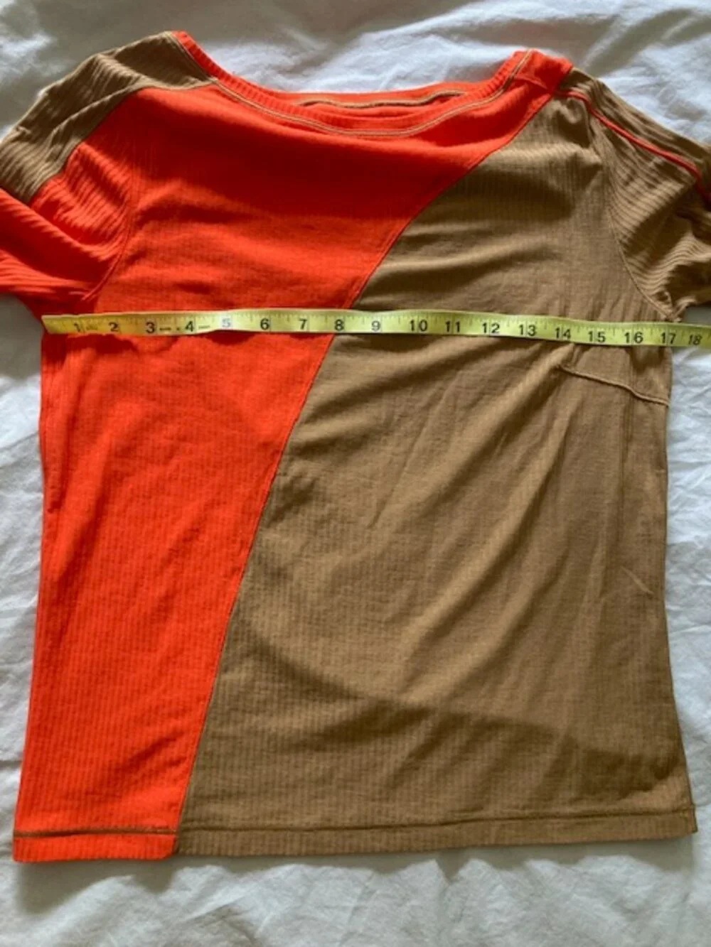Lululemon Asymmetrical Ribbed Cotton Long Sleeve Top Bold Beige / Solar Orange